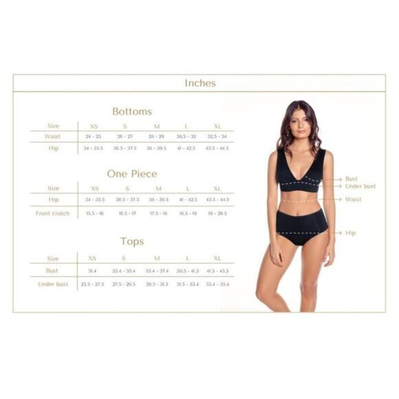 NWT Saha Swimwear black front binding triangle bikini top & bottom set - Picture 12 of 12